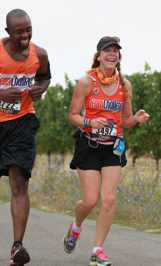 Cummings and a fellow patient from Dallas, run the beautiful wine country course from Napa to Sonoma, to raise money and awareness for inflammatory bowel disease and the Crohn's and Colitis Foundation of America.